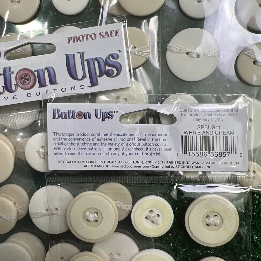 Sticko 3D Button Ups Adhesive Buttons Lot Of 6 Sealed Packages White Beige New - Picture 8 of 9
